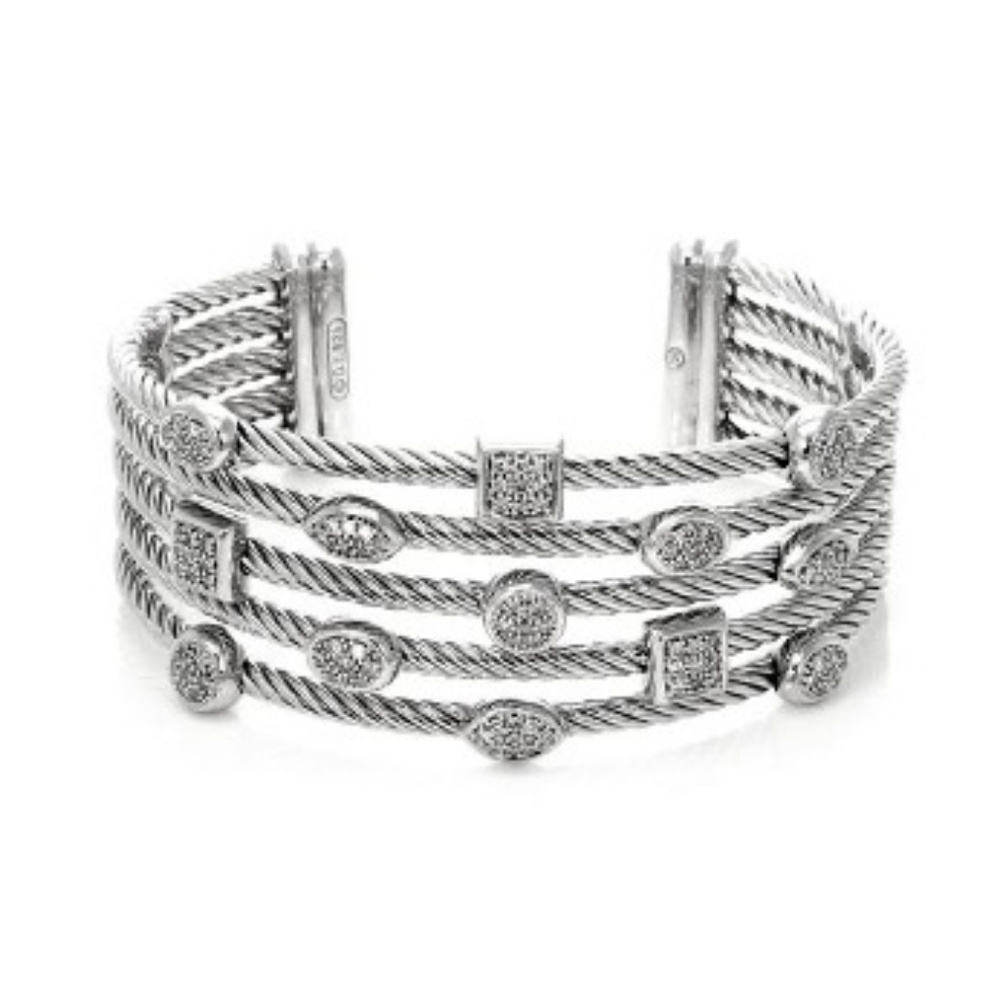 David Yurman Confetti 5 Row Sterling Cuff Bracelet